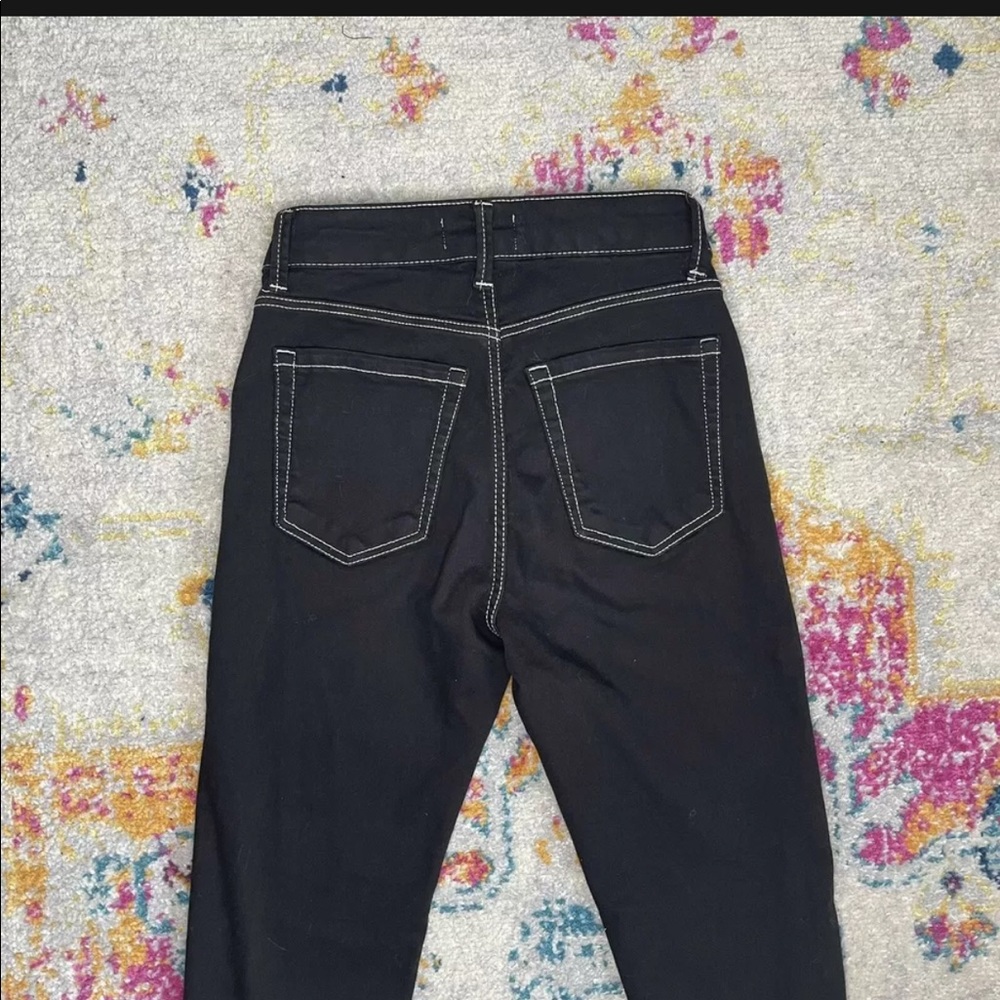 Bershka Black Contrast Stitch Skinny High Jeans - Picture 4 of 4